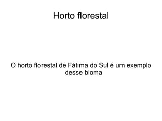 Horto florestal O horto florestal de Fátima do Sul é um exemplo desse bioma 