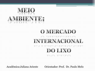Acadêmica:Juliana Ariente   Orientador: Prof. Dr. Paulo Melo
 