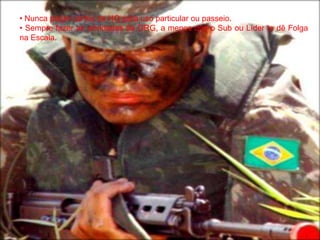 • Nunca pegar carros da HQ para uso particular ou passeio.
• Sempre fazer as atividades da ORG, a menos que o Sub ou Líder te dê Folga
na Escala.
 