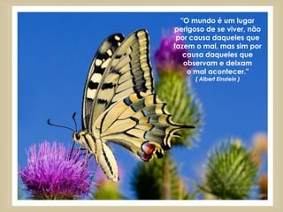 "O mundo é um lugar
perigoso de se viver, não
 por causa daqueles que
fazem o mal, mas sim por
   causa daqueles que
   observam e deixam
    o mal acontecer."
      ( Albert Einstein )
 