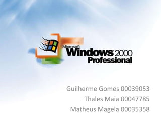 Guilherme Gomes 00039053
      Thales Maia 00047785
 Matheus Magela 00035358
 