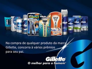Na compra de qualquer produto da marca
Gillette, concorra à vários prêmios
para seu pai.
 