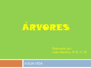 A SUA VIDA
ÁRVORES
Elaborado por:
João Mariano, 5º B, nº 18
 