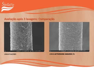 LINHA PLACEBO LINHA ACTIVESHINE AMAZON 2%
Avaliação após 3 lavagens: Comparação
 
