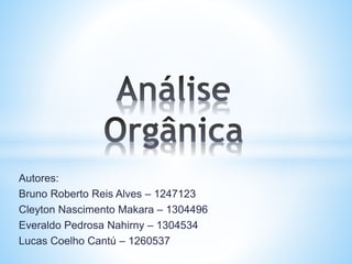 Autores:
Bruno Roberto Reis Alves – 1247123
Cleyton Nascimento Makara – 1304496
Everaldo Pedrosa Nahirny – 1304534
Lucas Coelho Cantú – 1260537
 