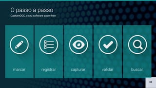 O passo a passo
CaptureDOC, o seu software paper free
marcar registrar capturar validar buscar
08
 