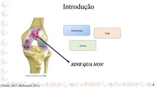 Introdução
4
SINE QUA NON
(Frisbie, 2011; Mcllwraith, 2011)
Fonte: Di Flora et al, 2006.
Osteoartrose
Artrose
DAD
 