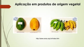Aplicação em produtos de origem vegetal
http://www.cena.usp.br/index.htm
 
