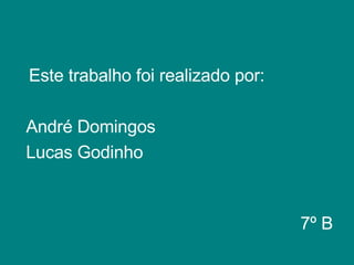 Este trabalho foi realizado por: André Domingos Lucas Godinho  7º B 