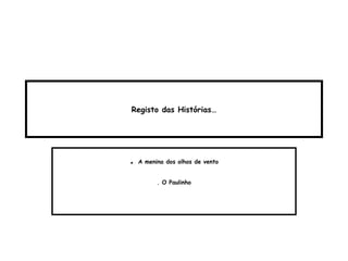 Registo das Histórias… .  A menina dos olhos de vento . O Paulinho 
