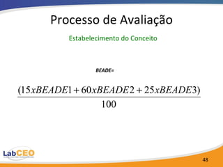 Processo de Avaliação   Estabelecimento do Conceito BEADE=   