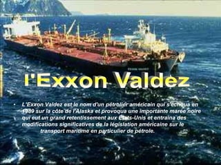 Plus de 40 millions de litres de pétrole brut se répandent au large de l'Alaska. En tout, 2000 kilomètres de côtes sont touchés. On pensait que tout avait été nettoyé mais une nouvelle étude montre que ce n'est pas le cas. De nombreuses plages sont toujours polluées, vingt ans après.