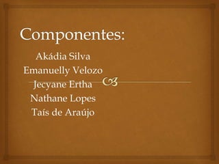 Akádia Silva 
Emanuelly Velozo 
Jecyane Ertha 
Nathane Lopes 
Taís de Araújo 
