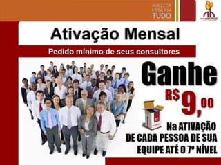 Ativac;ao Mensal
RS 00
,
~ ..d' Na ATIVA(:io
DE CADA PESSOA DE SUA
EQUIPE ATE 0 1° NlvEl
 