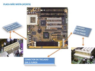 PLACA MÃE MISTA (AT/ATX)
CONECTOR DE TECLADO
DIN 5 FUROS
 