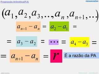 PROGRESSÕESProgressão Aritmética(P.A)É a razão da PAMÁRIO HANADA   -  NOVEMBRO/2010MÁRIO HANADA