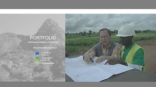 PORTFOLIO
INFORMAÇÃO PESSOAL // EXPERIÊNCIA
PROJECTOS MAIS RELEVANTES
// gestão de
projectos
// geologia e
geotecnia
// pavimentação
 