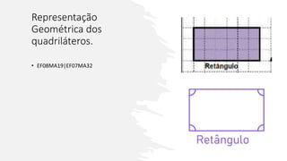 Representação
Geométrica dos
quadriláteros.
• EF08MA19|EF07MA32​
 