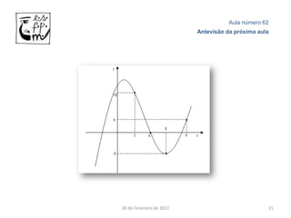 Aula número 62
                          Antevisão da próxima aula




28 de Fevereiro de 2012                           21
 