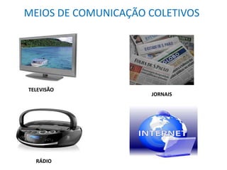 MEIOS DE COMUNICAÇÃO COLETIVOS 
TELEVISÃO 
JORNAIS 
RÁDIO 
 