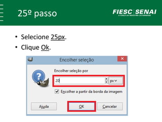 25º passo 
• Selecione 25px. 
• Clique Ok. 
 