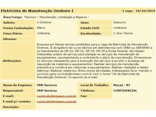 Vagas de Emprego 14/10/2014 Macaé e Todo Rio de Janeiro 