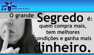 O grande

Segredo é:
quem compra mais,
tem melhores
ondições e ganha mais

inheiro.

 