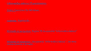 Informações sobre o 1º questionário:
Sobre: Exercícios Do Windows.
Legenda: Explicação.
Retirado as perguntas: Pagina 20 da apostila “informática básica”.
Retirado as respostas: Da apostila “informática básica” , do meu
conhecimento e da web.
 