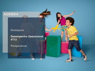 AGENDA

Destaques

Desempenho Operacional
4T13
Perspectivas

 