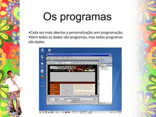 As InterfacesInterface (no texto): Todos os aparatos matérias que permitem a interação entre o digital e o mundo ordinário. Dispositivos de entrada:Anos 70 – cartões perfurados;