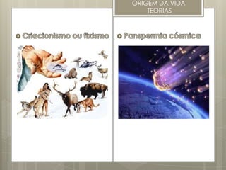 ORIGEM DA VIDA
    TEORIAS
 