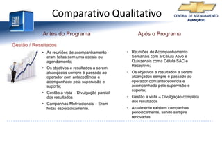 Central bem estruturada, com alguns equipamentos e ferramentas de trabalho fora de padrão, em período de mudanças;