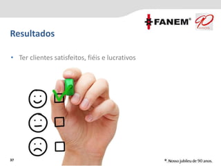 Resultados
37
• Ter clientes satisfeitos, fiéis e lucrativos
 