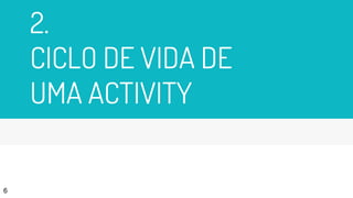 2.
CICLO DE VIDA DE
UMA ACTIVITY
6
 