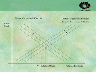Custo Total Custos Marginais de Controle Custos Marginais da Poluição (Preços dos Bens e Serviços Ambientais)  Poluição Ótima Poluição/Produção 