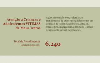 CENTRO DE REFERÊNCIA ESPECIALIZADO DA ASSISTÊNCIA SOCIAL - CREAS46 municípios recebem recursos do Estado, em regime de co-financiamento;