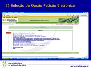3) Seleção da Opção Petição Eletrônica 