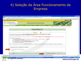 4) Seleção da Área Funcionamento da Empresa 
