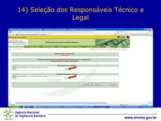 14) Seleção dos Responsáveis Técnico e Legal 