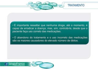 Após este intervalo de tempo o paciente pode apresentar um quadro de infecção aguda, com febre, calafrios, dor de cabeça, dor de garganta, dores musculares pelo corpo, ínguas e manchas na pele, que desaparecem após alguns dias espontaneamente. SINTOMASAlguns anos depois a doença pode se manifestar com sinais clínicos de baixa resistência imunológica. Entre os mais comuns estão: Diarreia crônica; 