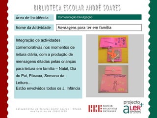 Reuniões com Encarregados de Educação, promovidas pelos professores/educadores titulares de turma e pelos DTsObjectivos da apresentação:Articular o Aler+ com as actividades do PAA