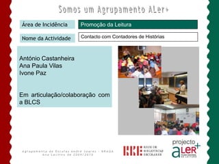 BIBLIOTECA ESCOLAR ANDRÉ SOARESÁrea de IncidênciaCOMUNICAÇÃO E DIVULGAÇÃONome da ActividadeBoletim Informativo BEAS e BlogueBoletim Informativo da BEASDivulgado na Página Web da Escola