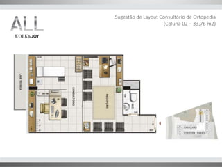 Sugestão de Layout Consultório de Ortopedia 
(Coluna 02 – 33,76 m2) 
 