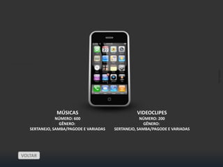 >
>
>




                                                                                 MKT HOUSE
>
>
>
>                  MÚSICAS                            VIDEOCLIPES
                   NÚMERO: 600                          NÚMERO: 200
>                    GÊNERO:                              GÊNERO:
       SERTANEJO, SAMBA/PAGODE E VARIADAS   SERTANEJO, SAMBA/PAGODE E VARIADAS




    VOLTAR
 