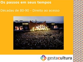 Os passos em seus tempos

Décadas de 80-90 – Direito ao acesso
 
