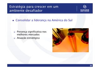 Estratégia para crescer em um
ambiente desafiador

   Consolidar a liderança na América do Sul



    Presença significativa nos
    melhores mercados
    Atuação estratégica




                                              30
 
