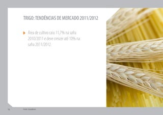 TRIGO: TENDÊNCIAS DE MERCADO 2011/2012

           Área de cultivo caiu 11,7% na safra
           2010/2011 e deve crescer até 10% na
           safra 2011/2012.




16   Fonte: Consultoria
 