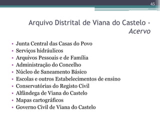 45




         Arquivo Distrital de Viana do Castelo -
                                         Acervo
•   Junta Central ...