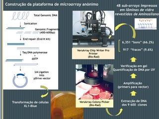 A sua exposição crónica tem vindo a ser associada ao desenvolvimento de bactérias resistentes a antibióticos.IntroduçãoOs biofilmes tanto pelo seu efeito basal nas redes de comida aquática e a sua importância em processos fundamentais como na biodegradação e em ciclos bioquímicos, são candidatos ideais para a monitorização de efeitos ecológicos de poluição por fármacos em ambientes aquáticos. Anonymous DNA microarraysFrequentemente utilizados para estudos transcriptómicos de organismos cujo genoma ainda não foi sequenciado.