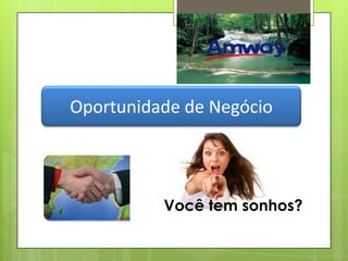 Oportunidade de Negócio

Você tem sonhos?

 